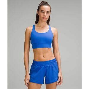 Lululemon Energy Longline Sports Bra Size 6 Blazer Blue B/C Removable Cups